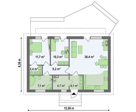 Проект одноэтажного экономичного и практичного дома