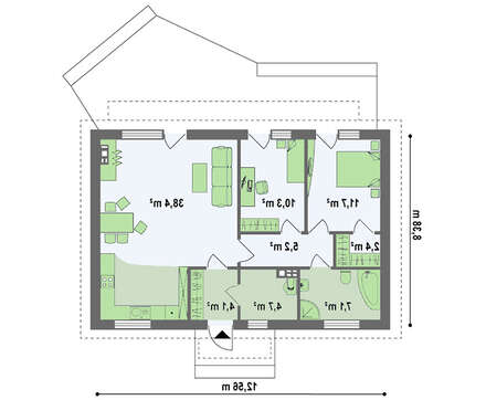 Проект одноэтажного экономичного и практичного дома
