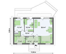 Проект одноэтажного экономичного и практичного дома