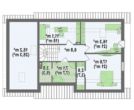 Проект коттеджа с двускатной кровлей и небольшим гаражом