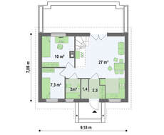 Проект яркого классического дома с двускатной крышей