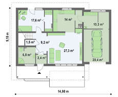 Проект коттеджа с просторной террасой на втором этаже