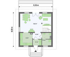 Проект аккуратного классического дома с двускатной кровлей