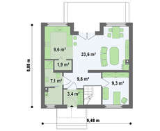 Симпатичный проект дома с 3-я спальнями на мансардном этаже