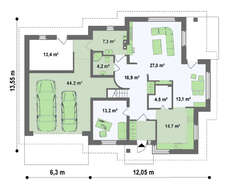 Проект красивого коттеджа с двумя гостиными