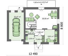 Обаятельный проект экологичного загородного коттеджа с гаражом