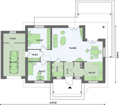 Проект небольшого дачного дома в традиционном стиле
