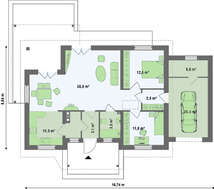 Проект небольшого дачного дома в традиционном стиле