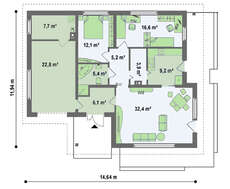 Удачный проект компактного дачного коттеджа с гаражом