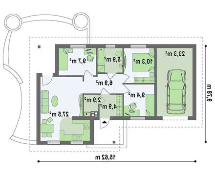 Проект стильного 1-этажного дома с гаражом
