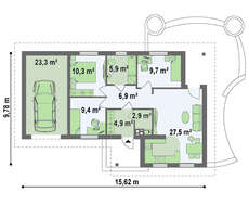 Проект стильного 1-этажного дома с гаражом