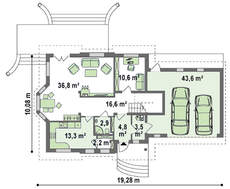 Проект особняка с гаражом и эркером