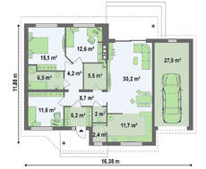 Проект одноэтажного коттеджа в английском стиле с гаражом