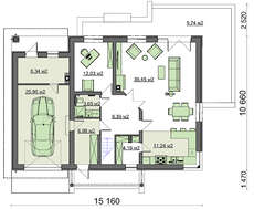 Проект коттеджа с мансардой и пристроенным гаражом