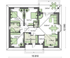 Популярный проект классического коттеджа с эркером и камином