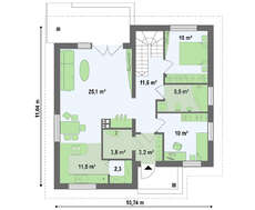 Проект классического дома с мансардой общей площадью 169 кв.м.