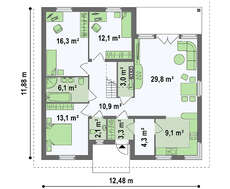 Проект большого комфортабельного коттеджа с мансардой