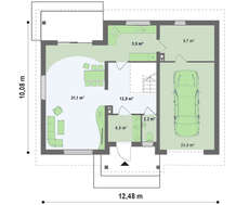 Проект классического экономного коттеджа с мансардным этажом