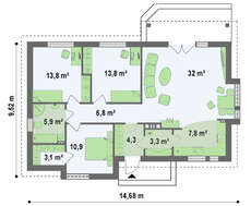 Небольшая современная усадьба стилизованная под классику