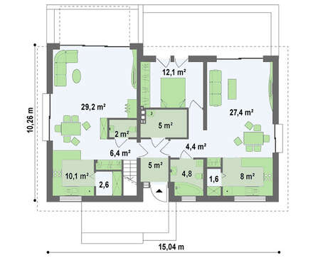 Проект загородного дома на две семьи