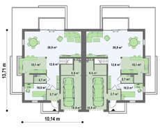 Проект стильного коттеджа хай-тек на две семьи