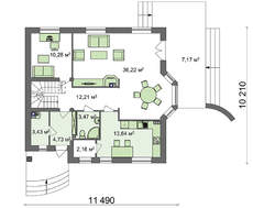 Проект коттеджа с мансардой и эркером в традиционном стиле