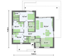 Современный проект стильного одноэтажного дома модерн