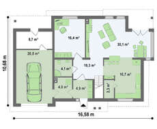 Проект просторного 2х этажного дома с четырехскатной кровлей