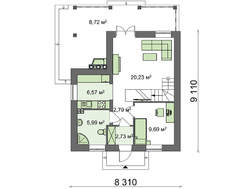 Проект коттеджа с деревянным фасадом и печью на улице