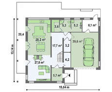 Проект ультрасовременного коттеджа с террасой над гаражом
