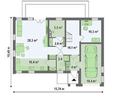 Проект современного загородного дома с мансардой и гаражом