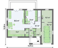 Удачный проект классического коттеджа с гаражом