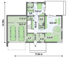 Коттедж в стиле модерн с гаражом для 2х машин