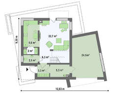 Проект современного компактного дома с гаражом
