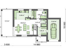 Двухэтажный дом в стиле модерн с гаражом
