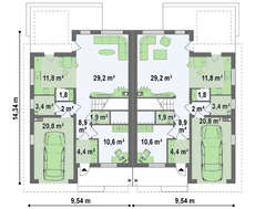 Загородный дом на две семьи с отдельными входами и гаражами