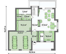 Проект большого двухэтажного дома со встроенной баней