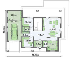 Проект 2-х этажного дома с натуральным камнем в фасаде