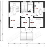 Загородный коттедж с большим балконом над крыльцом