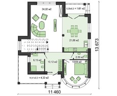 Проект особняка с огромным круглым панорамным окном в спальне