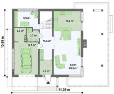 Проект простого двухэтажного дома с пристроенным гаражом