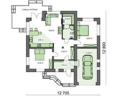 Проект усадьбы с кирпичным фасадом, со встроенным гаражом и сауной
