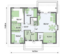 Просторный загородный коттедж с тремя спальнями