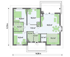 Популярный проект одноэтажного дома 4M011 в каркасном исполнении