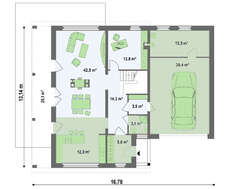 Проект двухэтажного современного дома с просторной террасой над гаражом