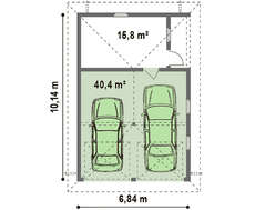 Проект сдвоенного гаража с четырёхскатной крышей