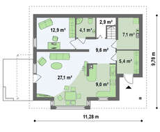 Каркасное решение проекта 4M041 одноэтажного дома с мансардой и балконом