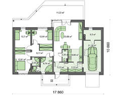 Версия проекта одноэтажки 4M090 с перепланировкой