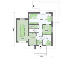 Проект дома с балконом и пристроенным гаражом
