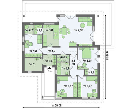 Версия проекта 4M174 без гаража, но с отдельным кабинетом